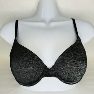 Victoria Secret Bra 34B Uplift Semi Demi Heathered‎ Dark Gray Underwire Padded